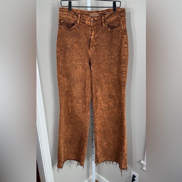 Judy Blue Womens 16W Brown/Orange Garment Dyed High Waist Wide Leg Jeans - Picture 1 of 8